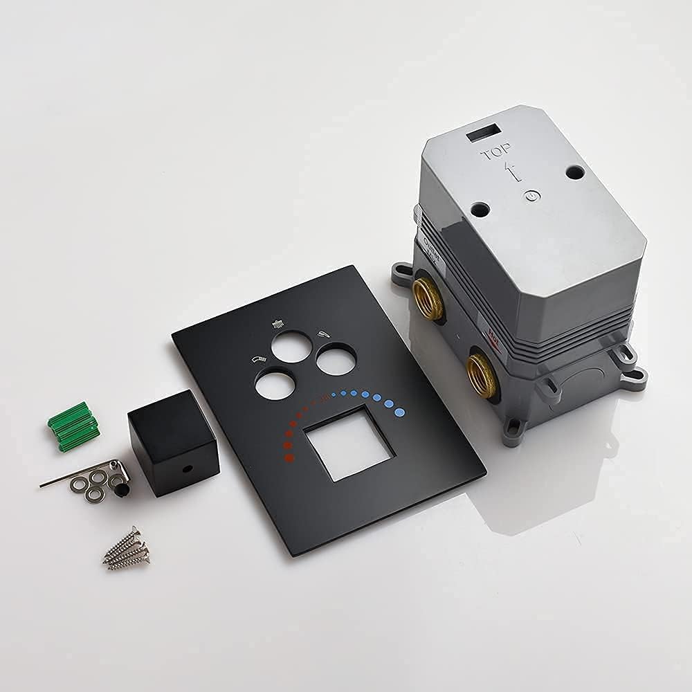 3-Way Thermostatic Shower Diverter Mixer Valve in Matte Black M914336