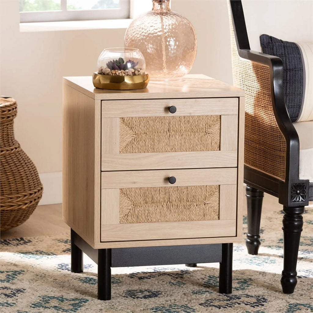 2-Drawer Mid-Century Wood End Table K599