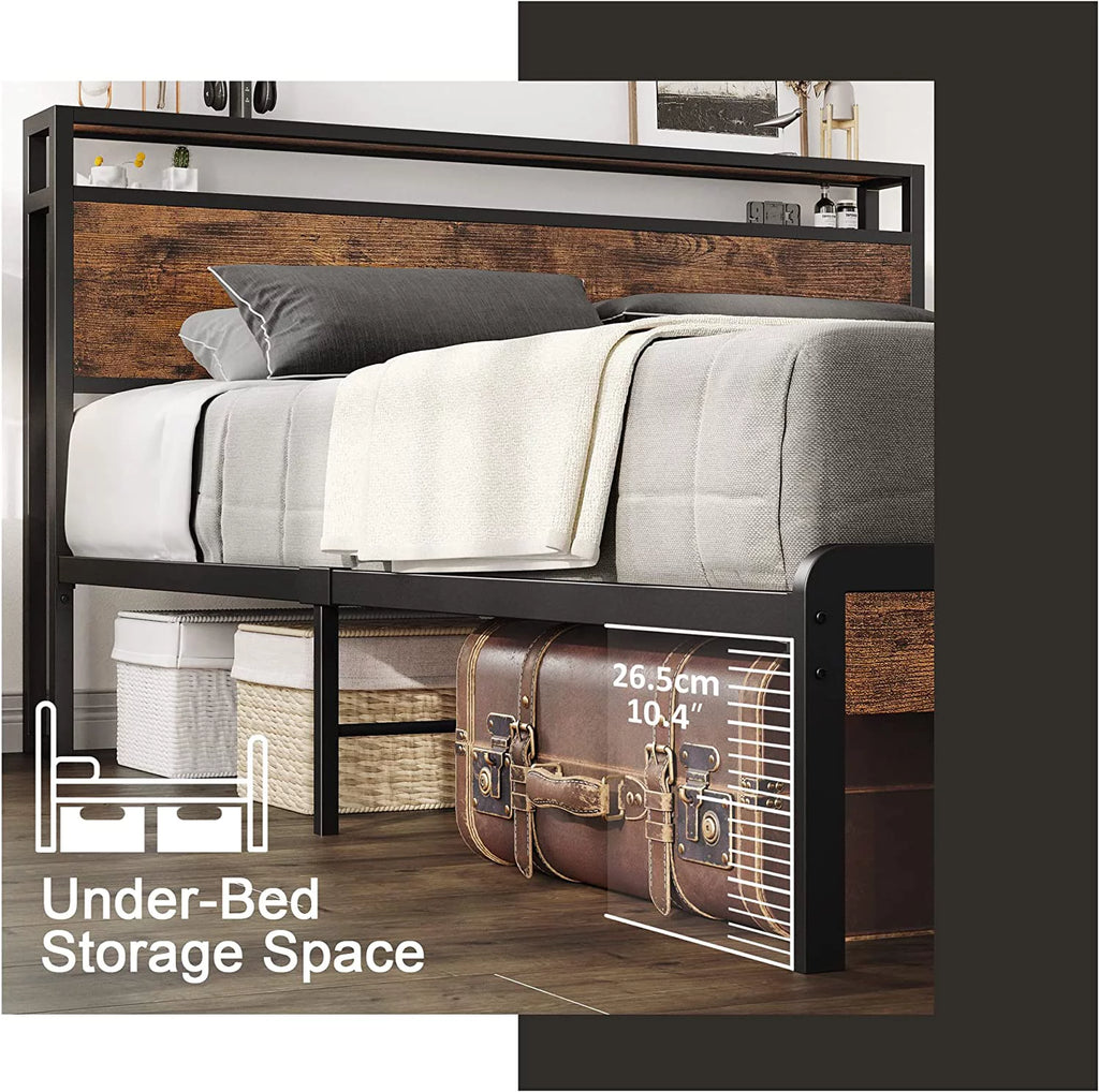 Queen Bed Frame with Industrial Headboard I7059