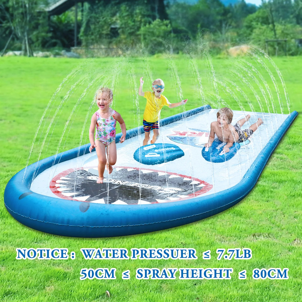 Inflatable Lawn Water Slide with 2 Bodyboards, 15.7x4.3ft N22388