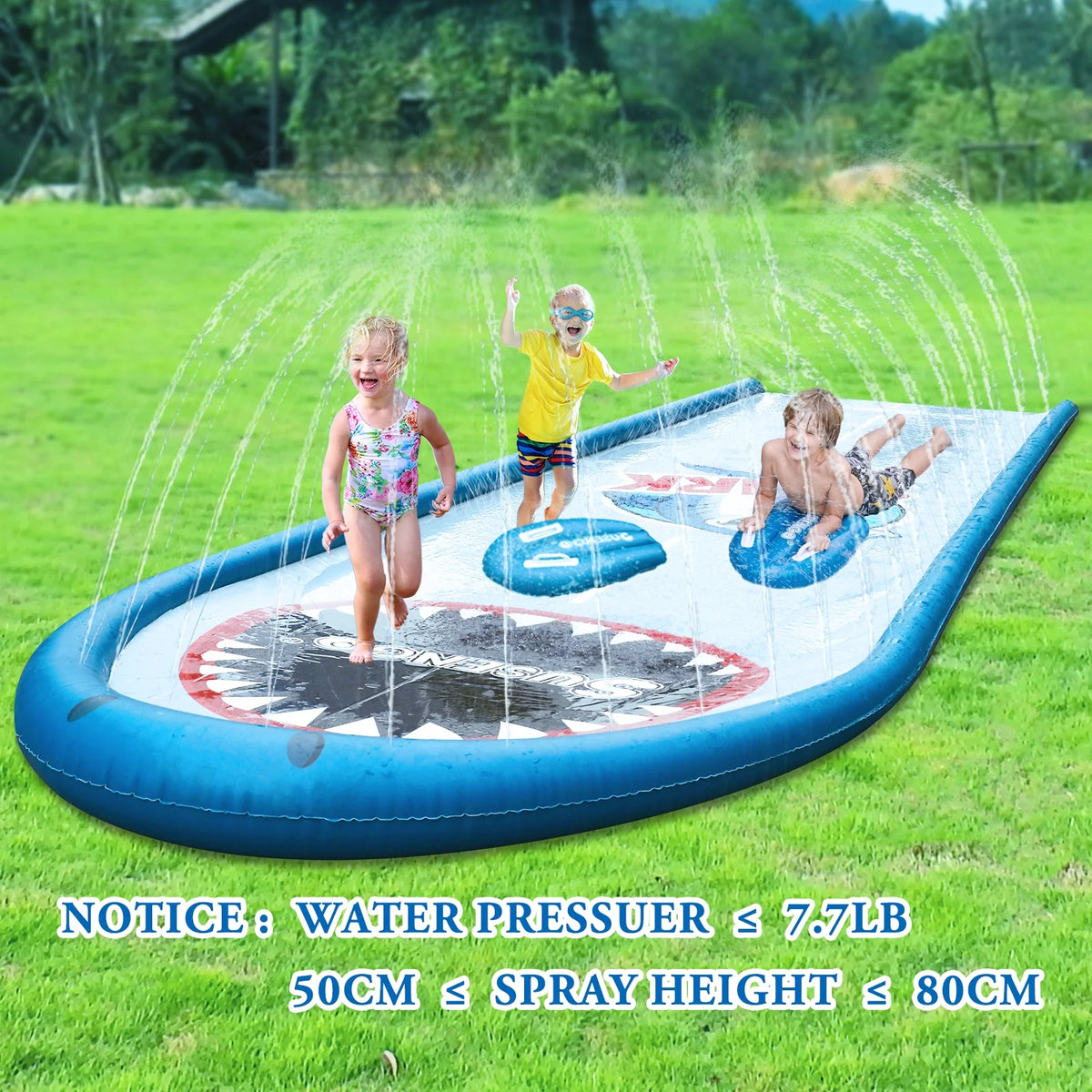 Inflatable Lawn Water Slide with 2 Bodyboards, 15.7x4.3ft N22388