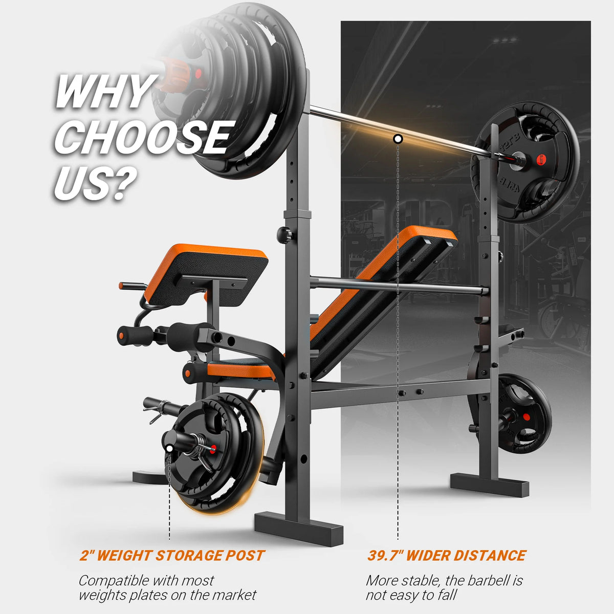 660lb 6-in-1 Adjustable Weight Bench with Barbell Rack and Leg Developer P3109