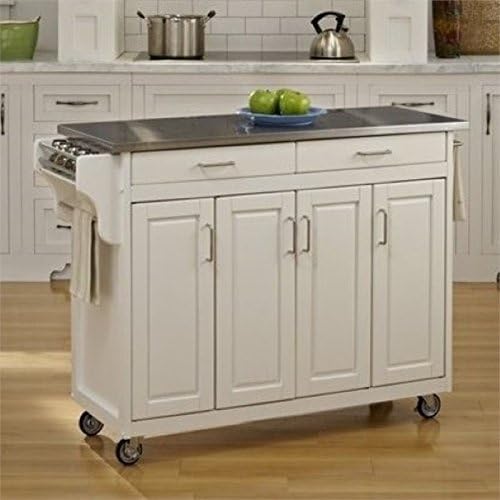 White Granite Top Kitchen Cart I383792