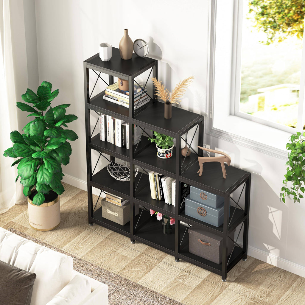 Brown 5-Tier Ladder Corner Bookcase V455
