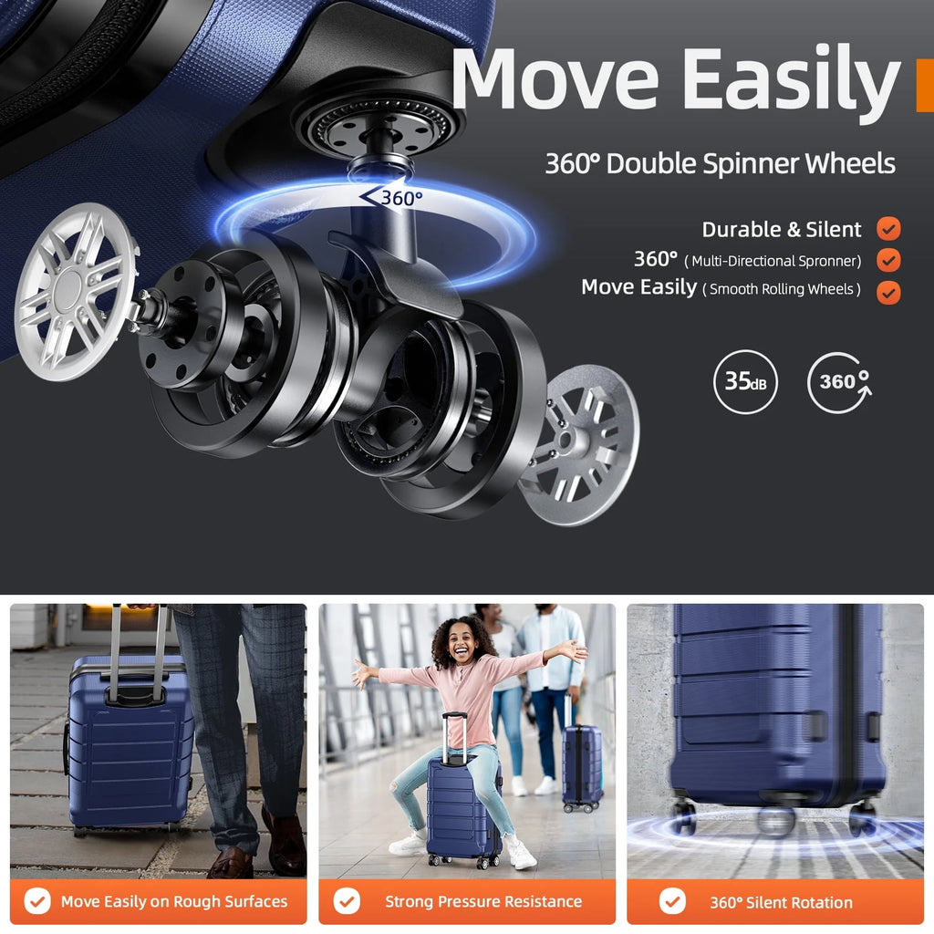 3 Piece Expandable ABS Hardshell Spinner Luggage Set T970267