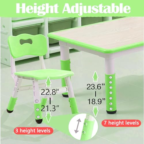 Height Adjustable 6 Seats Kids Table and Chairs Set Q73327