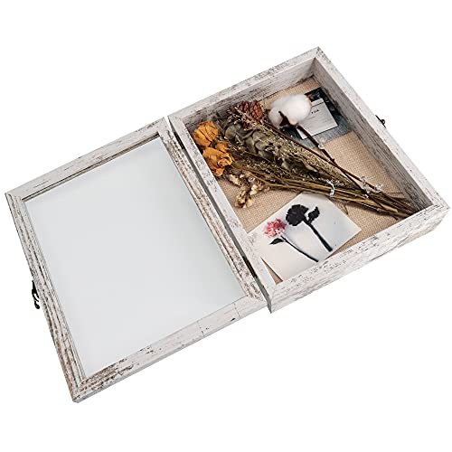 11x14 Shadow Box Frame with Linen Back, Real Glass Door, Rustic Black E5751