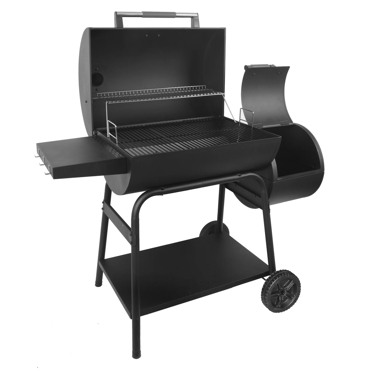 28 Offset Steel Charcoal Smoker Grill with Side Firebox, Black H6494
