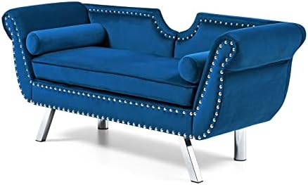 Velvet Loveseat Sofa with 2 Bolster Pillows Q2735