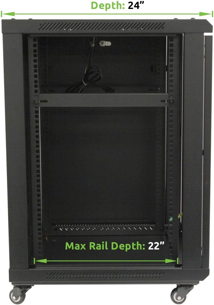 15U Wall Mount Server Cabinet 24-inch Depth Glass Door R674831
