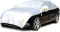 Half Car Cover with Cotton Waterproof Dustproof UV Resistant Snowproof Universal Fit Sedan Length 176'' to 194'' Z513