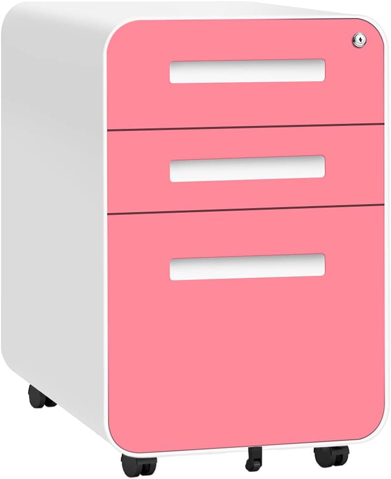 Blue 3 Drawer Locking Metal Rolling File Cabinet B9664