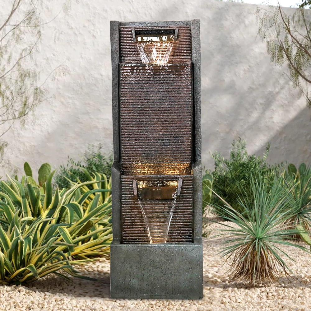39.3” H Modern Floor-Standing Waterfall Fountain with Led Lights Q3310