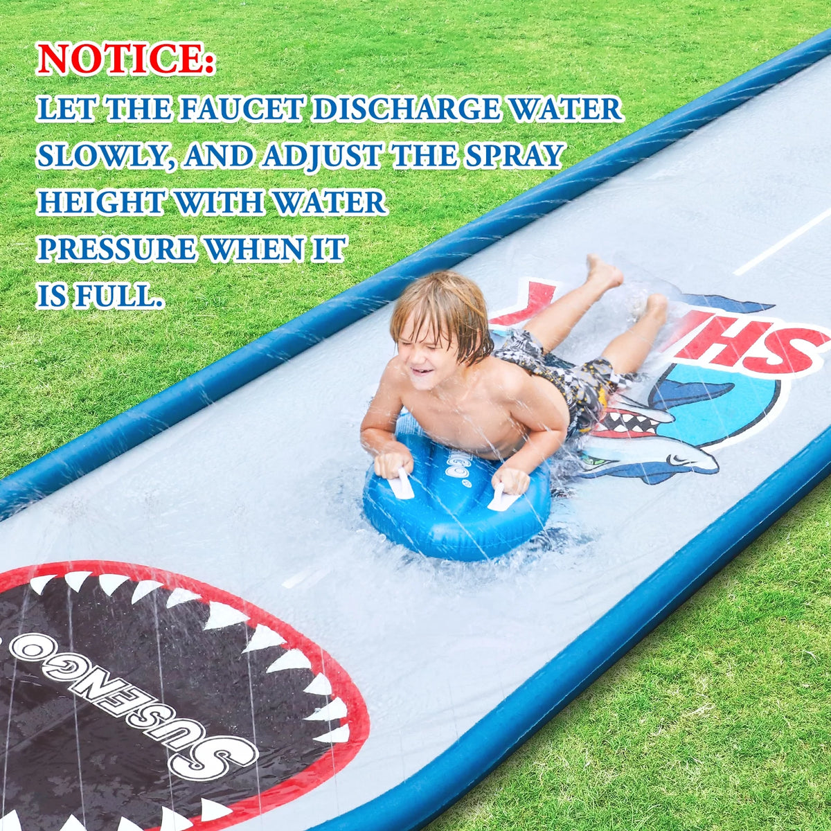 Inflatable Lawn Water Slide with 2 Bodyboards, 15.7x4.3ft N22388