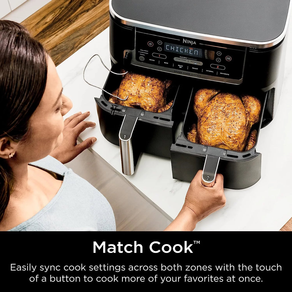 Black 6-in-1 10-qt. XL 2-Basket Air Fryer F326