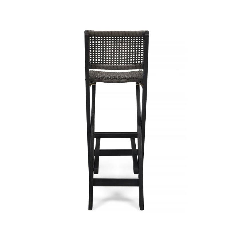 Dark Gray Acacia Wood Outdoor Barstool Set of 2 V7952