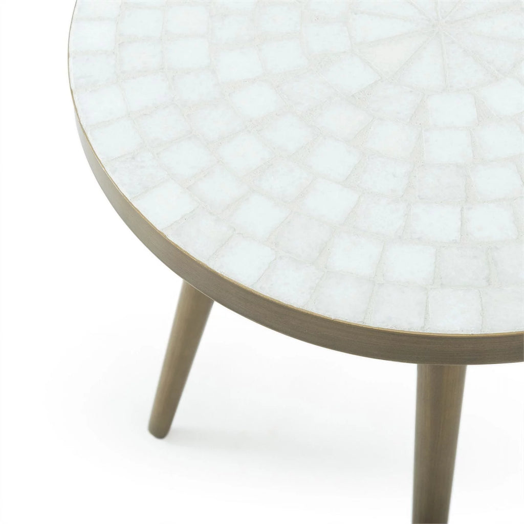 White Marble Round End Table R3458