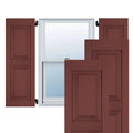 Cottage Red Exterior Real Wood Pine Raised Panel Shutters Pair Q22155