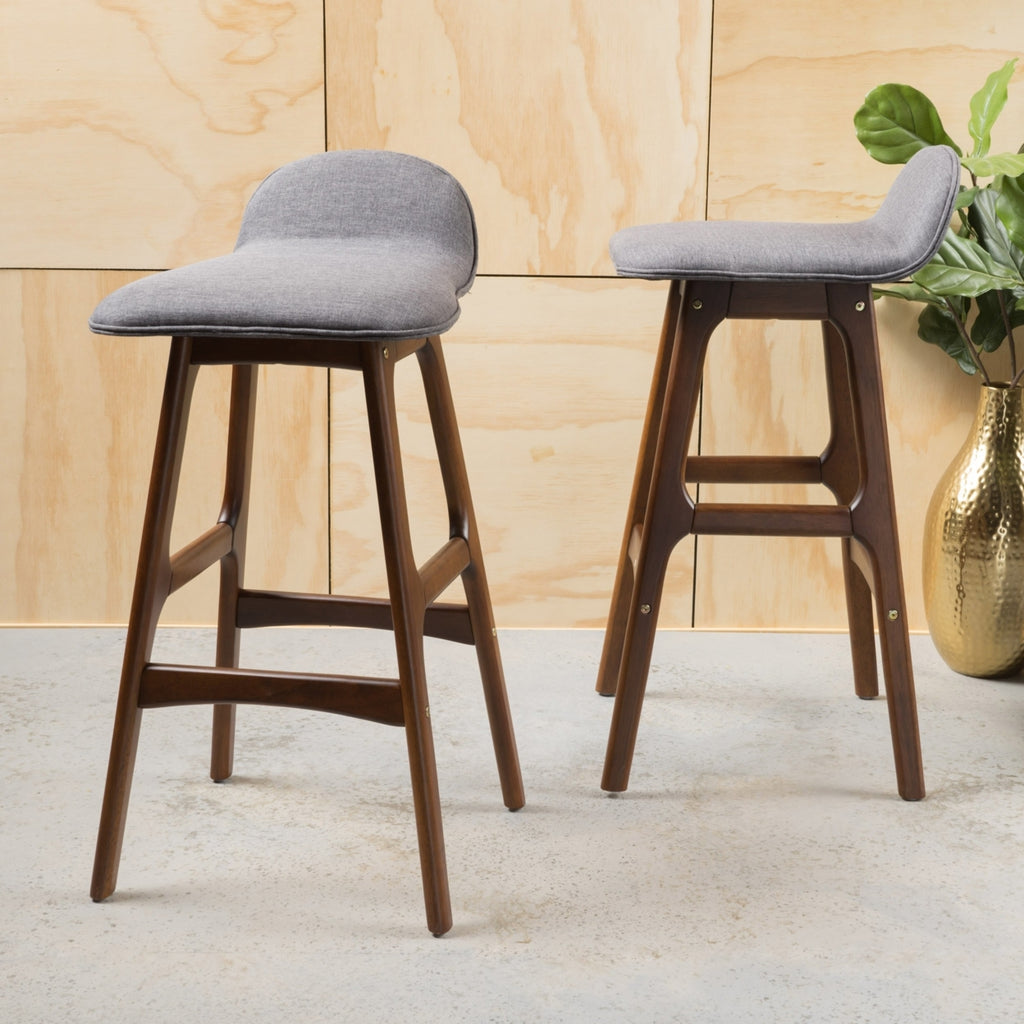 Mid-Century Modern Upholstered Barstools (Set of 2) Y92532