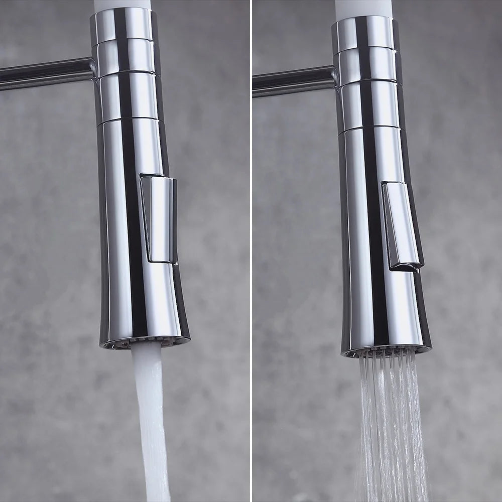 White & Chrome Single Handle Solid Brass Kitchen Faucet O795492