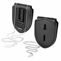 Black Faux Leather Steel Belt Clip Badge Holder F57598