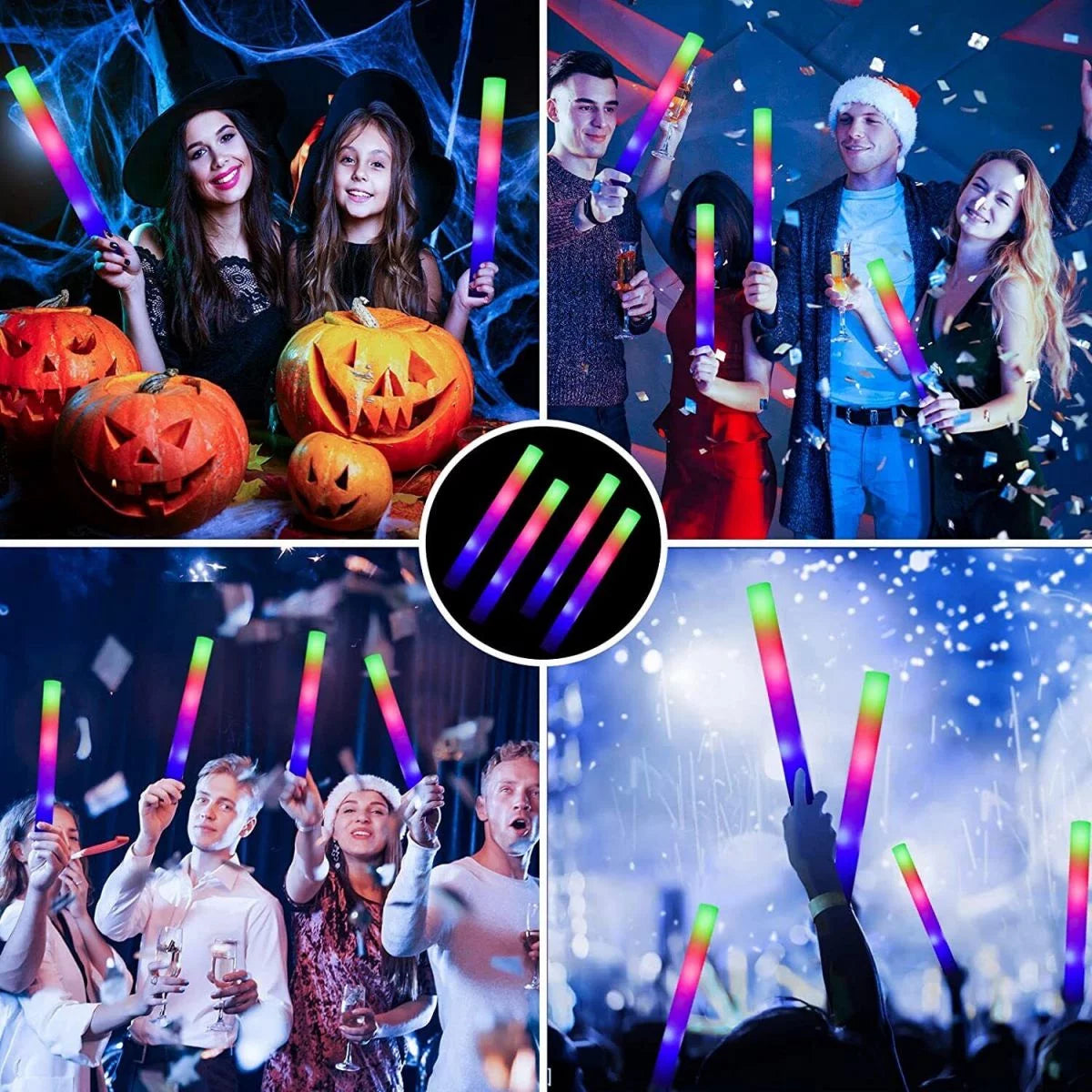 100 PCS LED Light up Foam Sticks 18 inch Glow Stick U24760