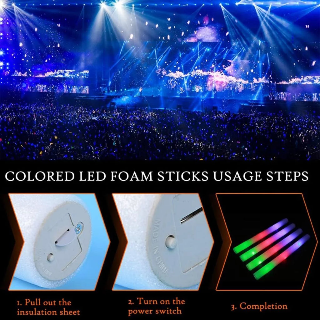 100 PCS LED Light up Foam Sticks 18 inch Glow Stick U24760