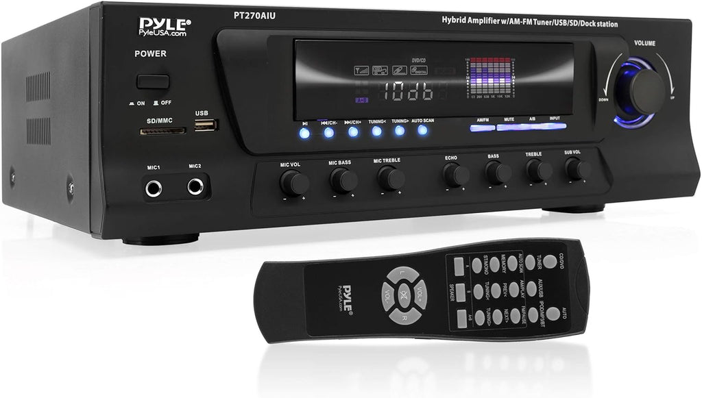200W Stereo Receiver Amplifier with AM FM Tuner and 2 Microphone Input O26867
