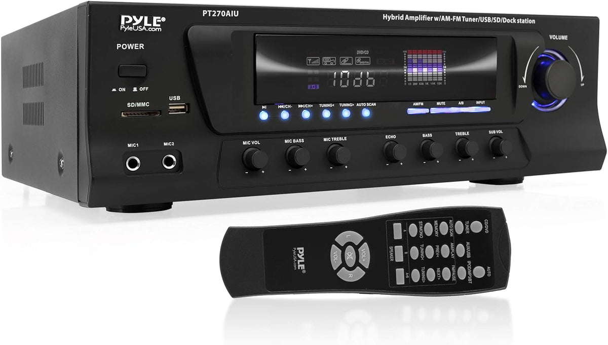200W Stereo Receiver Amplifier with AM FM Tuner and 2 Microphone Input O26867