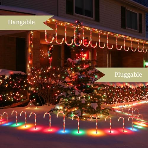 24 Pack Solar Candy Cane Lights Outdoor Waterproof with 8 Modes H901676