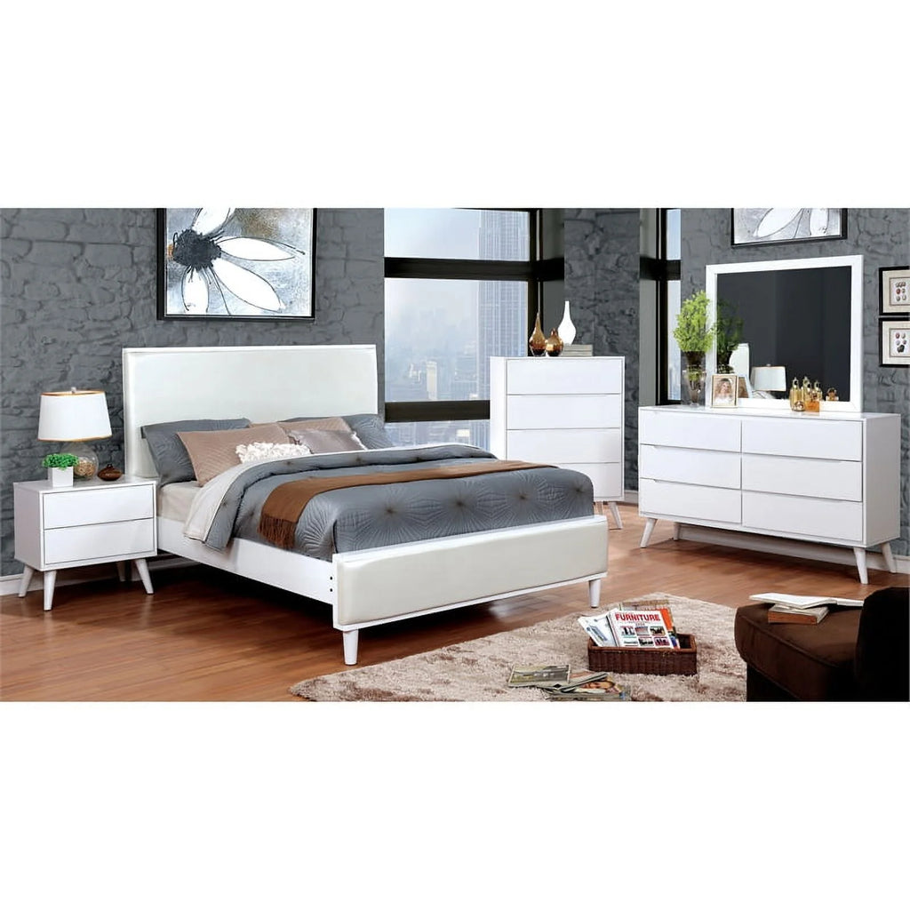 White Solid Wood King Platform Bed T19493