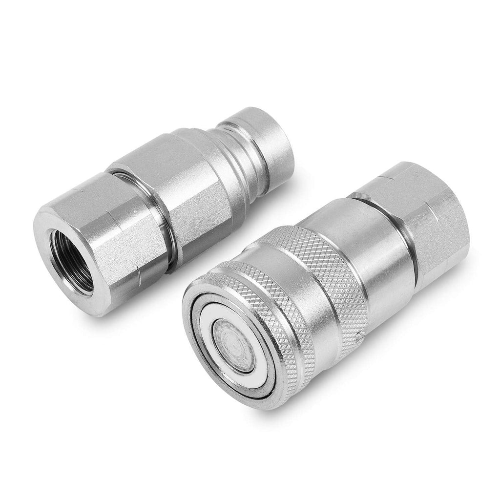 1/2" NPT Flat Face Hydraulic Quick Connect Couplers Set with Dust Caps D53632