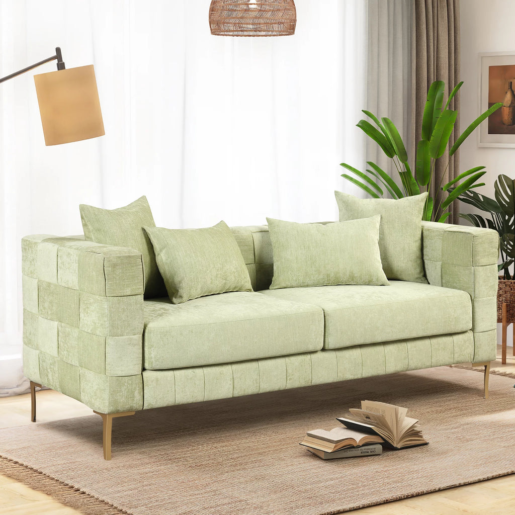 Green Chenille Upholstered 3-Seat Sofa Couch P470913