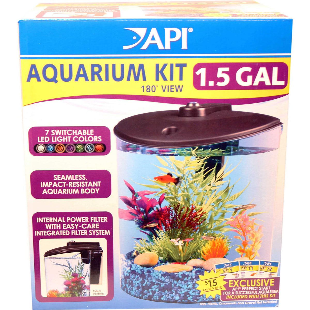 1.5-Gallon Fish Tank with LED Lighting and Power Filter Q2490