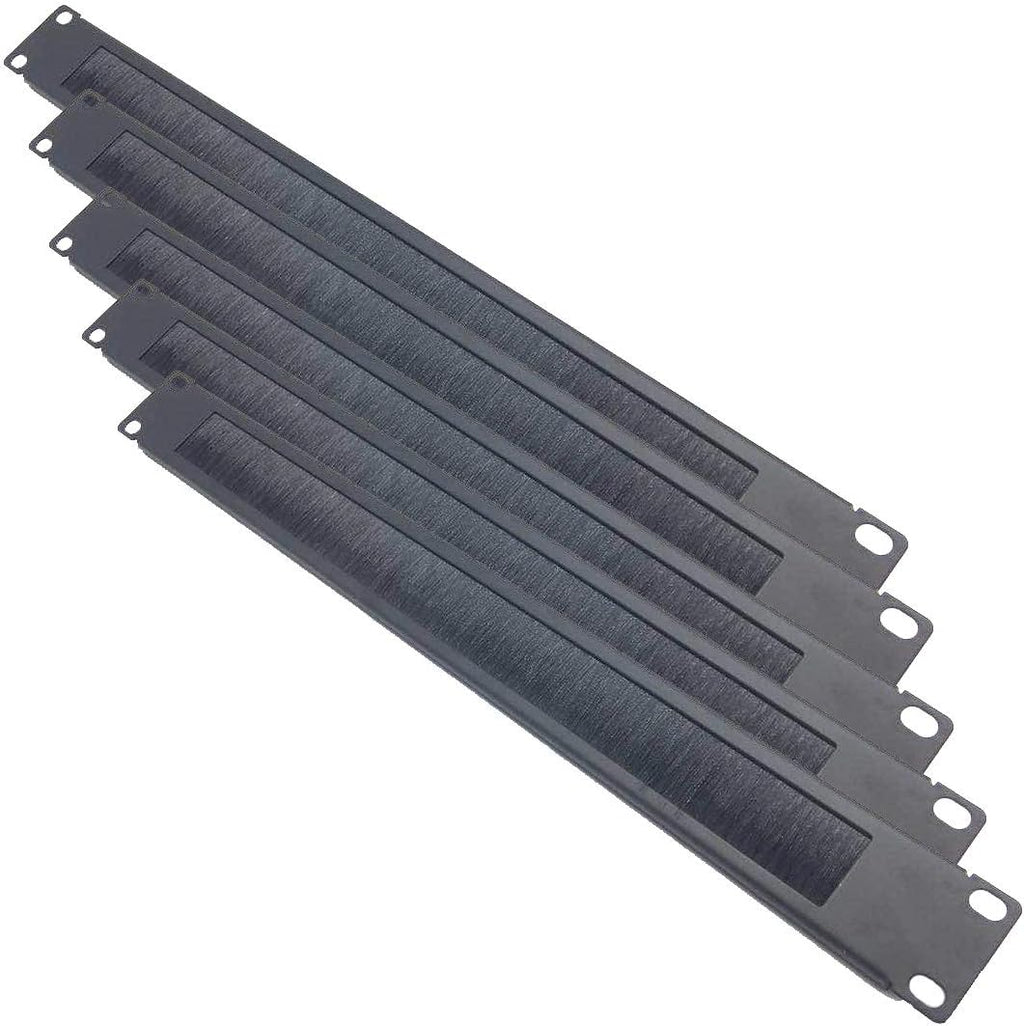 5 Pack 1U Brush Cable Manager Horizontal Rack Mount Cable Management Strip Panel for 19 Inch Server Rack N292503