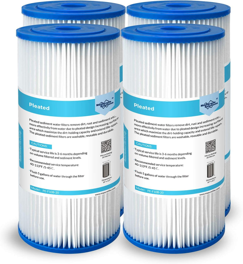 20 Micron Pleated Sediment Replacement Cartridge 10x4.5 (4 Pack) C91626