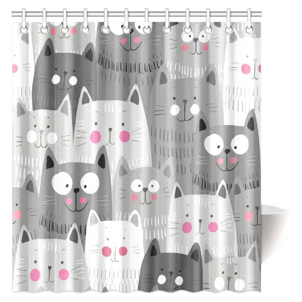 Cat Shower Curtain 66 X 72 Inches J5714
