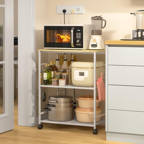 3 Tier Rolling Kitchen Cart with Lockable Wheels W91162