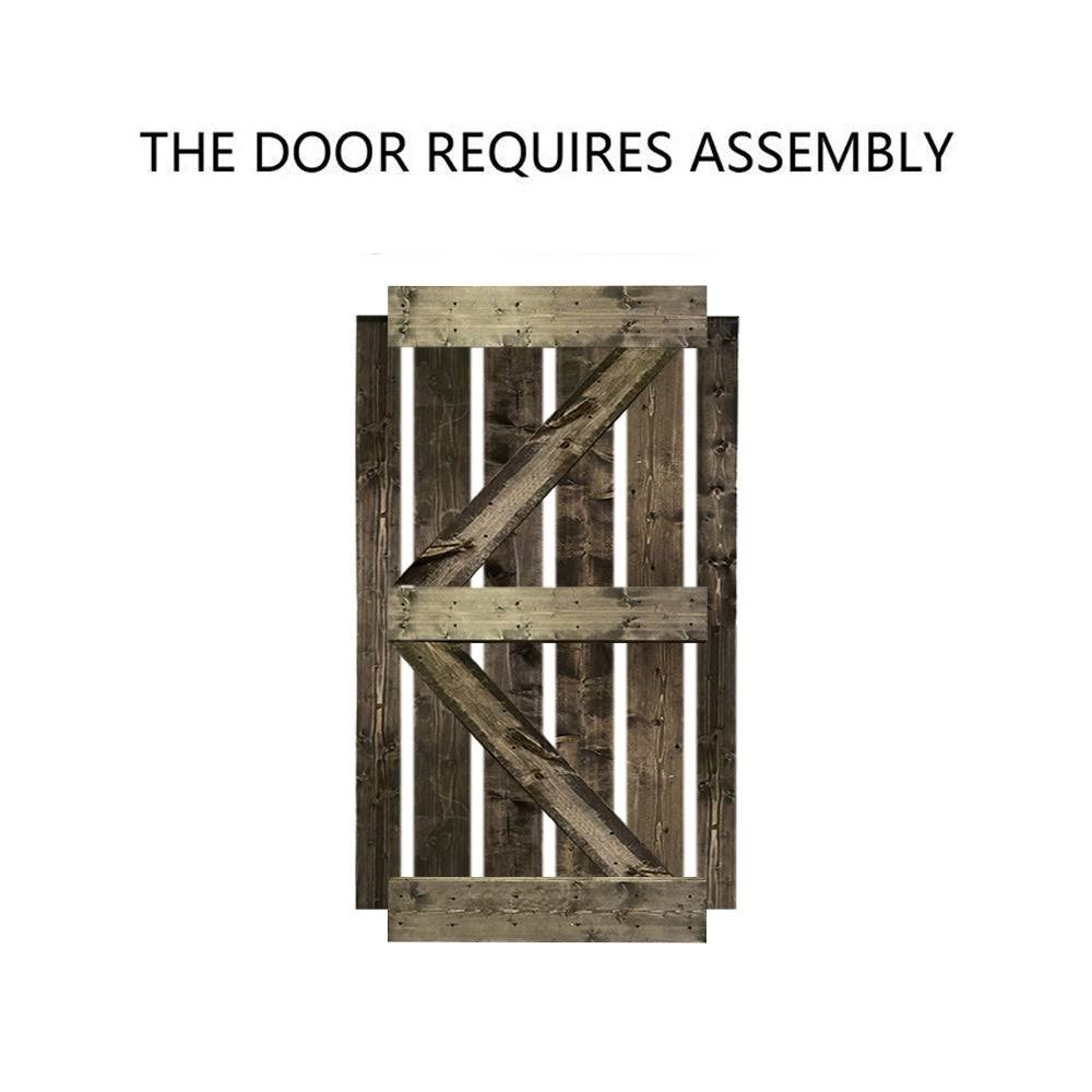 Carbon Gray Solid Pine Wood Interior Sliding Barn Door W9591