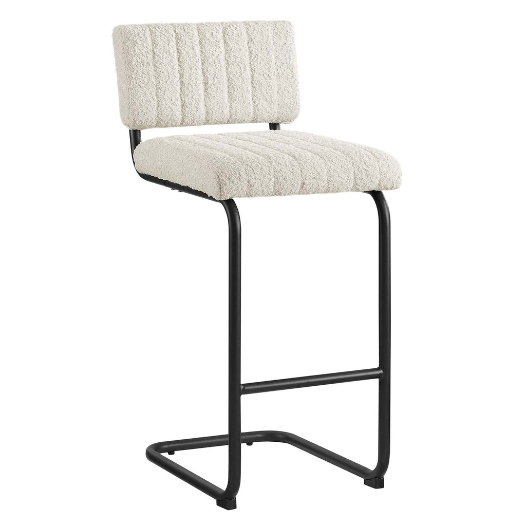 Black Ivory Boucle Counter Stools Set of 2 K1623