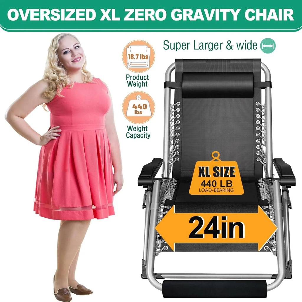 XL Zero Gravity Folding Reclining Lounge Chair with Cushion & Tray X284