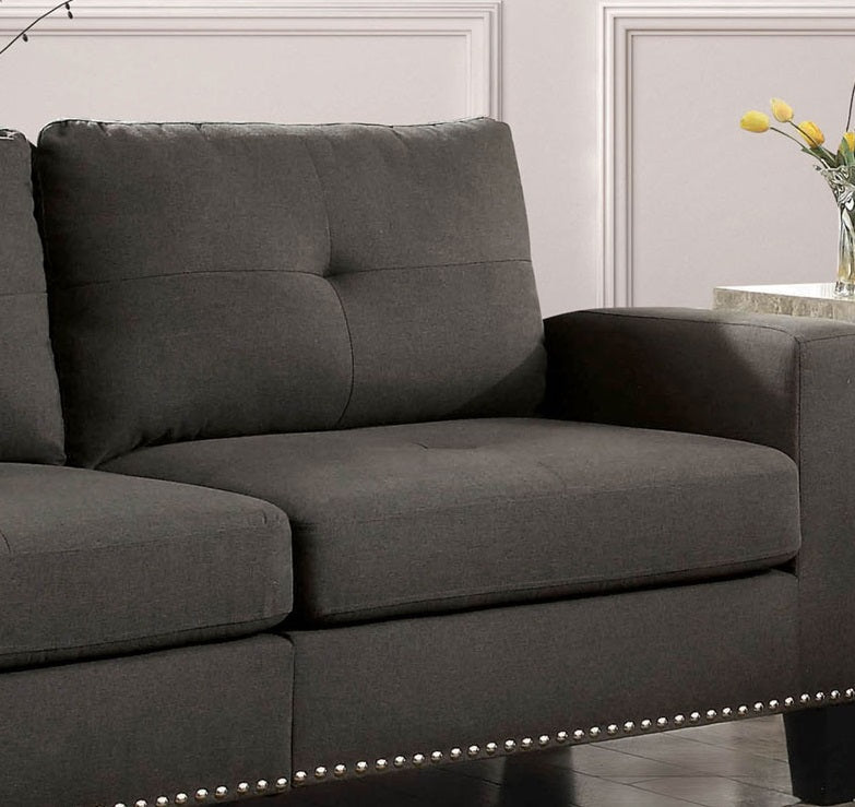 Gray Tufted Linen Like Fabric Sofa and Loveseat M1668