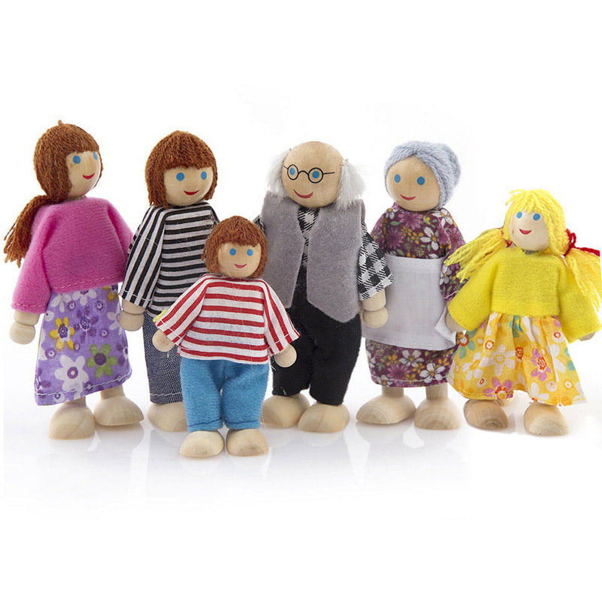 Miniature Dolls House Family 7 People Doll Toy B23459
