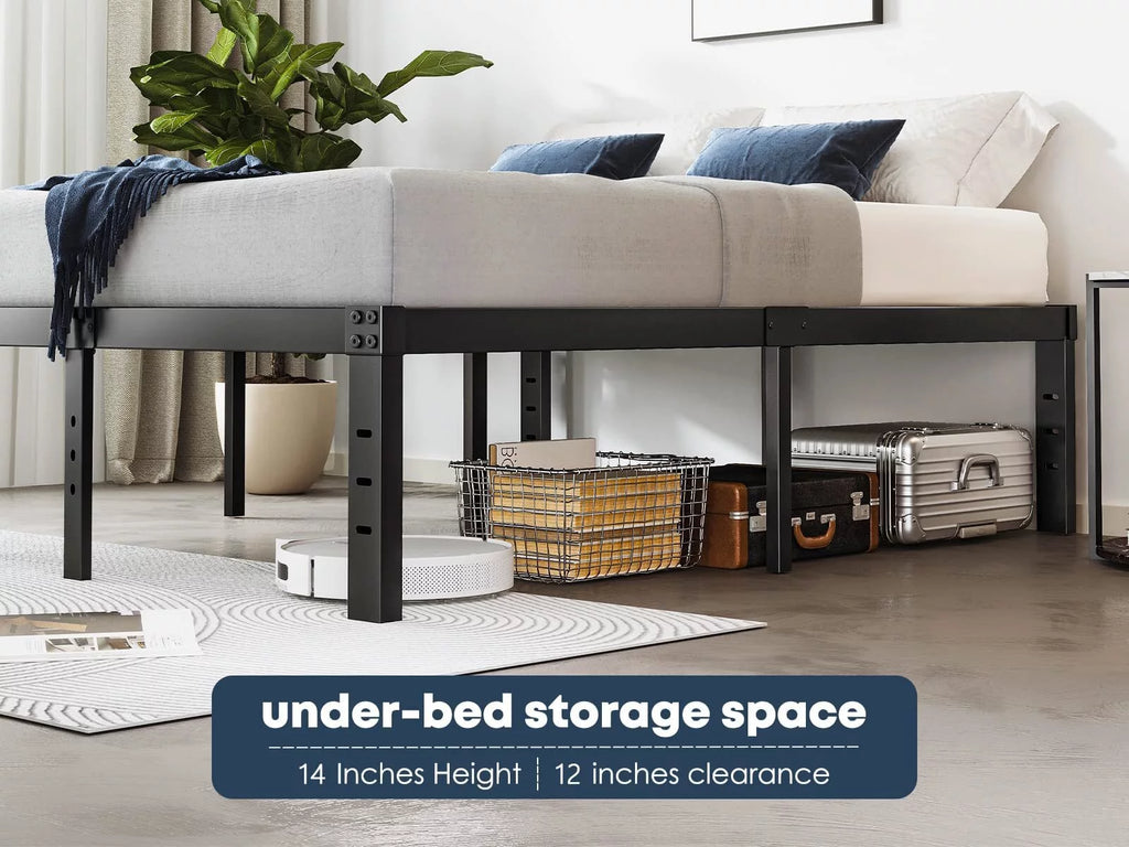 14" Queen Metal Bed Frame with Steel Slats P201229