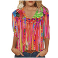 V Neck Elbow Length Sleeve Basic Tops Plus Size Blouse M50076
