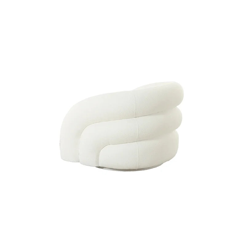 White Fabric and Wood Swivel Accent Chair W7266