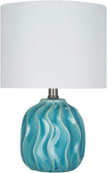 Small Textured Ceramic Accent Table Lamp with Linen Shade W681