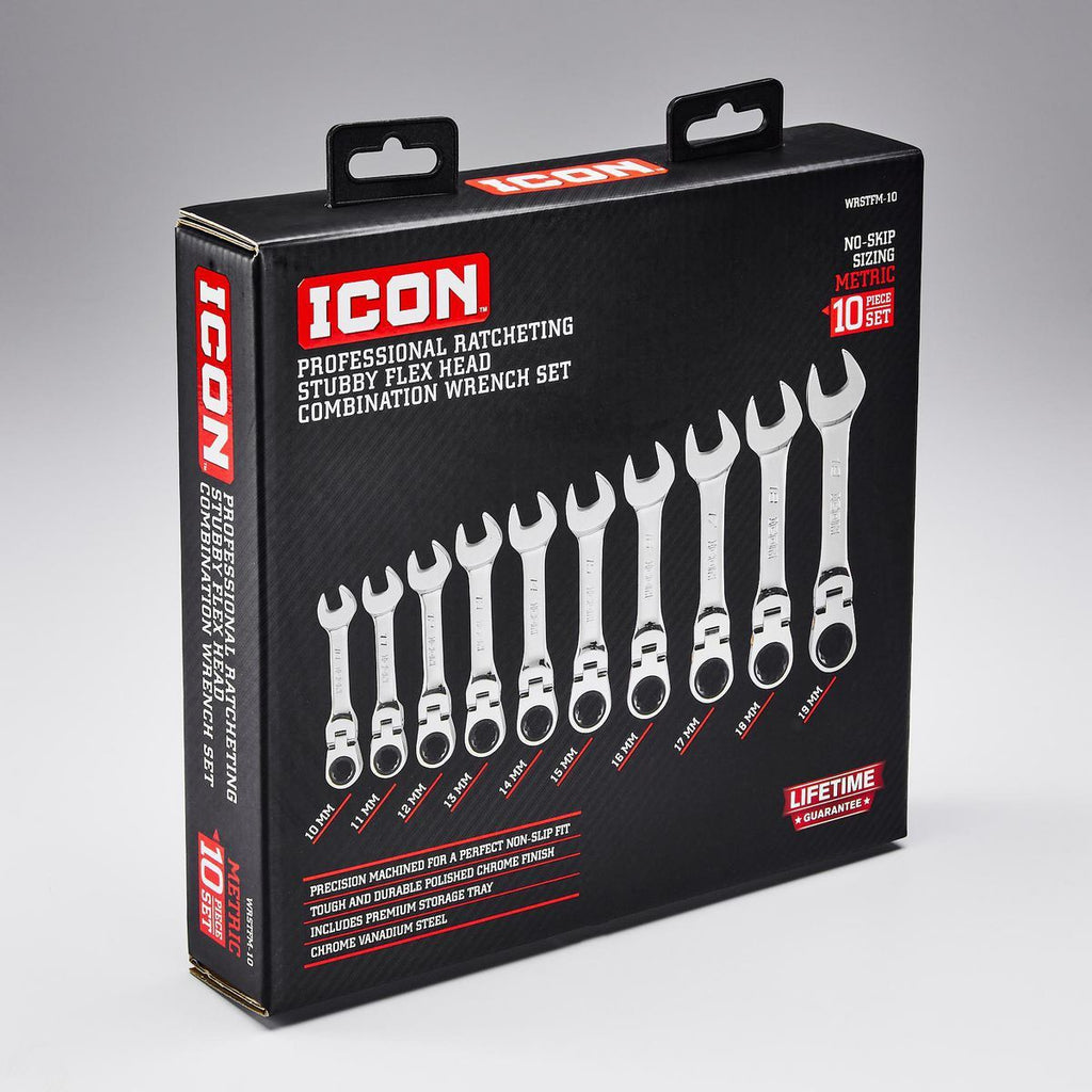 Metric Ratcheting Combination Wrench Set, 10-Piece H516478