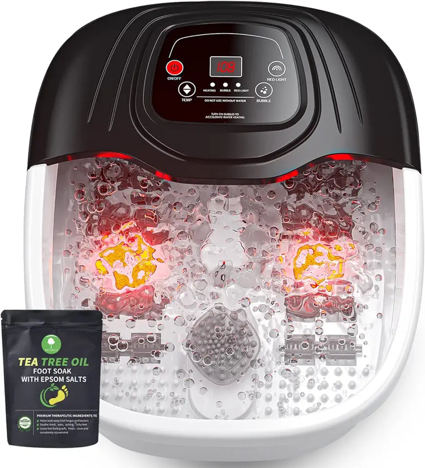 Foot Spa Bath Massager with Heat, Bubbles, Vibration and Red Light Z405