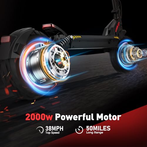Electric Scooter with 28/38 MPH Top Speed, 40/50 Miles Range, 10/11" Offroad Pneumatic Tire, Dual Suspensions, Foldable S990